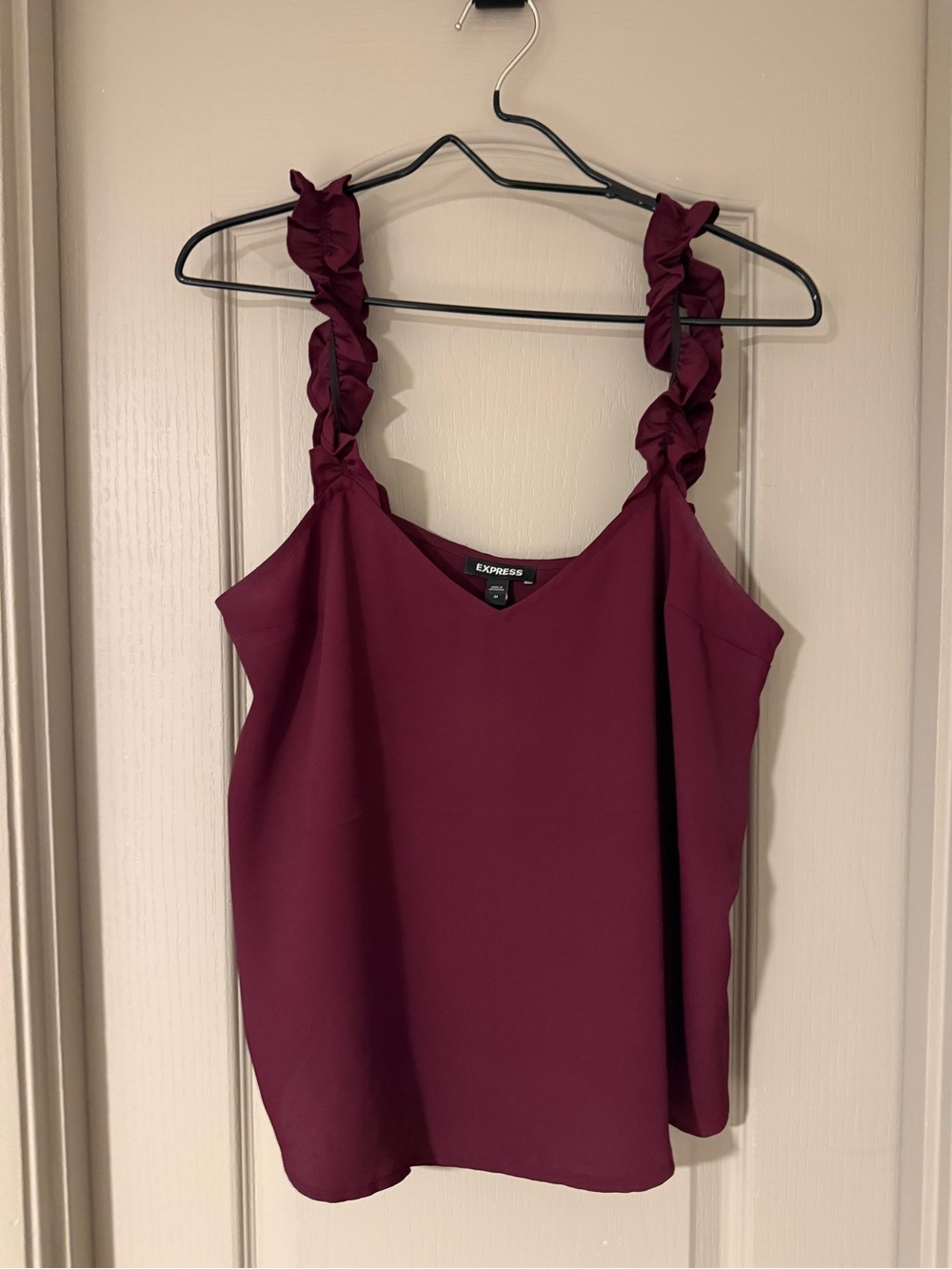 Express Ruffled Strap Camisole in Burgundy